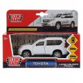 Машина металл TOYOTA PRADO длина 12 см, двери, багаж, инерц, белый, кор. Технопарк