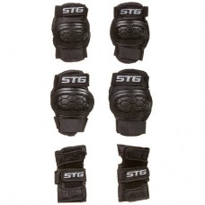 Защита детская STG YX-0303 комплект: наколенники, налокотник, защита кисти.черная, размер S